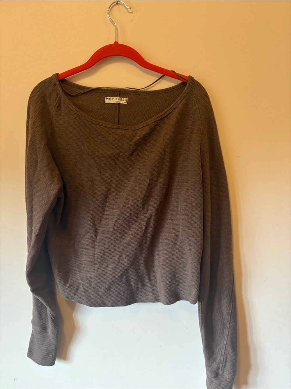We The Free Chocolate Brown Boatneck Knit Sweatshirt